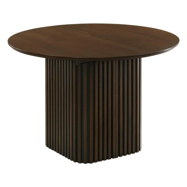 Extendable Round Pedestal Dining Table (48 to 83") Brown Clearance