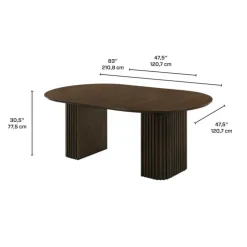 Extendable Round Pedestal Dining Table (48 to 83") with 4 Chairs Brown Outlet