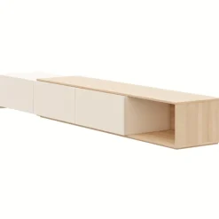 Nexera Extendable tv console - Natural blonde oak & morning dew Discount
