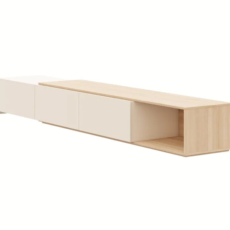 Nexera Extendable tv console - Natural blonde oak & morning dew Discount