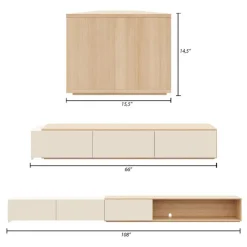 Nexera Extendable tv console - Natural blonde oak & morning dew Discount