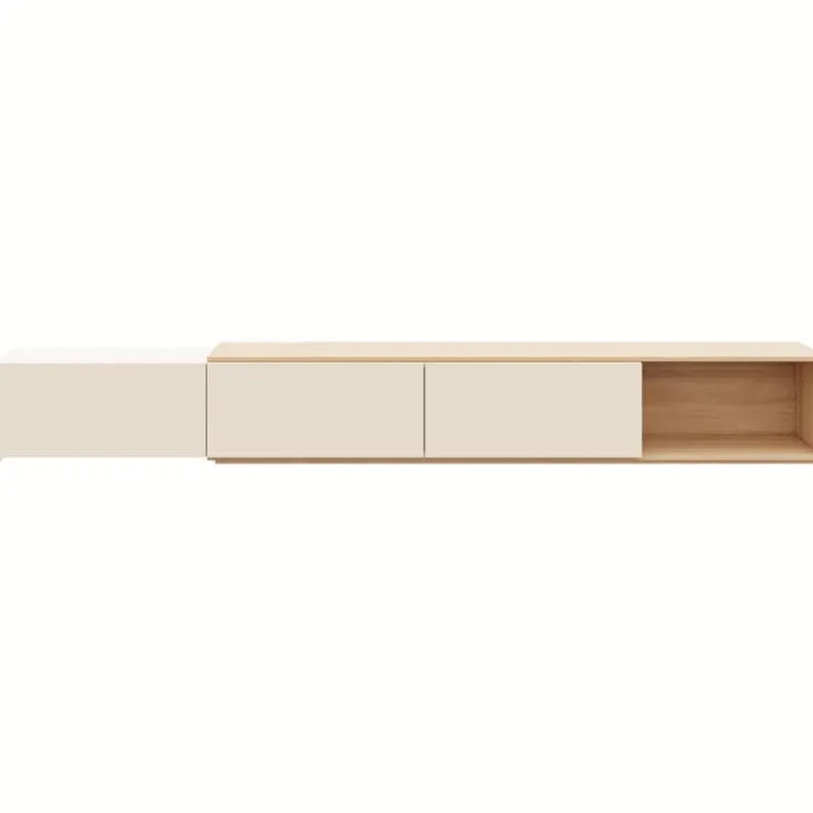Nexera Extendable tv console - Natural blonde oak & morning dew Discount