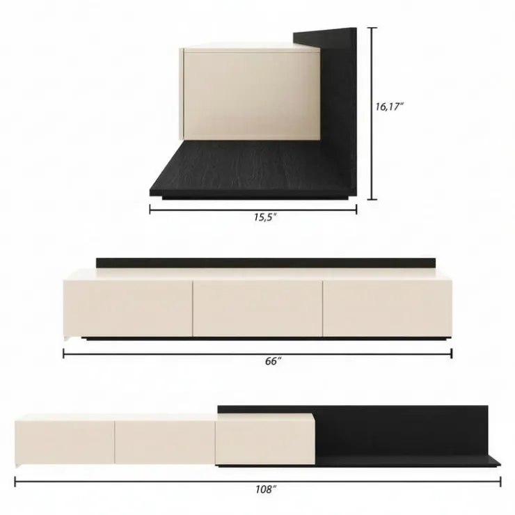 Nexera Extendable TV Console - Black karisma & morning dew New