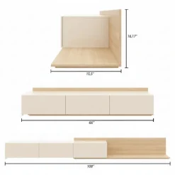 Nexera Extendable TV Console - Natural blonde oak & morning dew Outlet