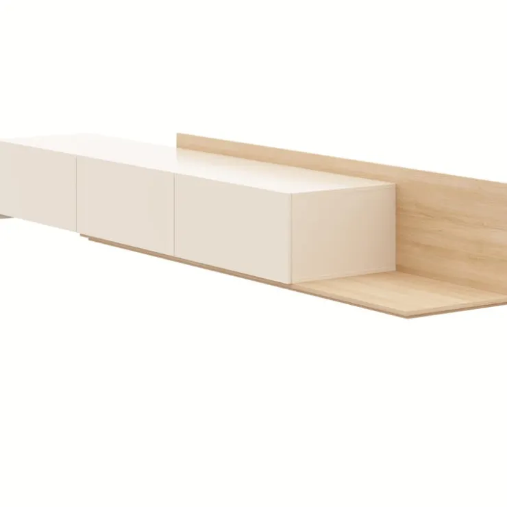 Nexera Extendable TV Console - Natural blonde oak & morning dew Outlet