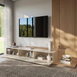Nexera Extendable TV Console - Natural blonde oak & morning dew Outlet