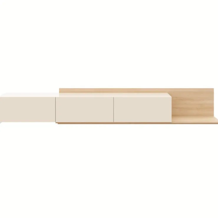 Nexera Extendable TV Console - Natural blonde oak & morning dew Outlet