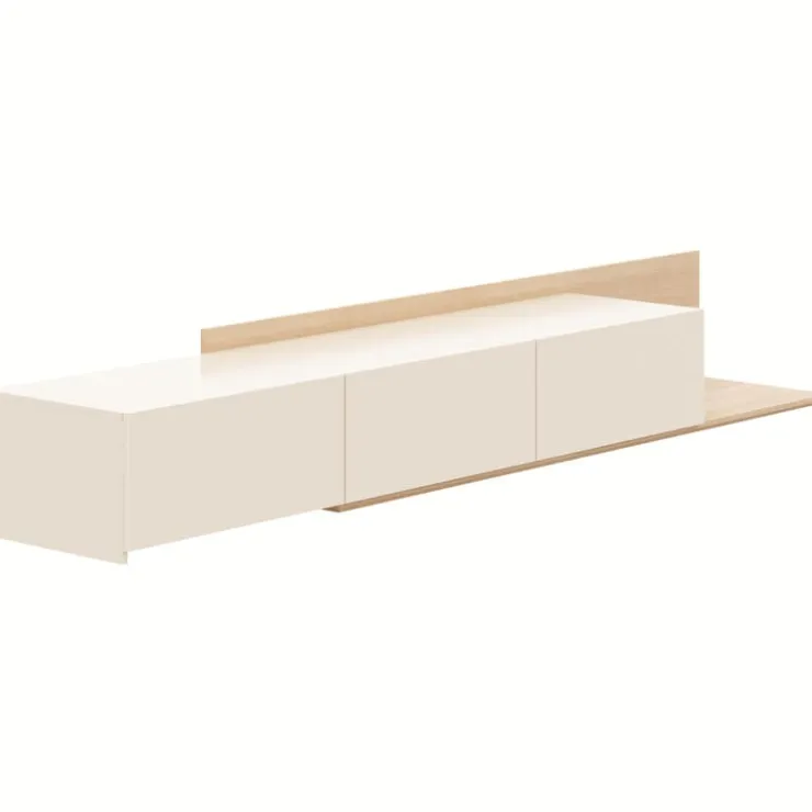 Nexera Extendable TV Console - Natural blonde oak & morning dew Outlet