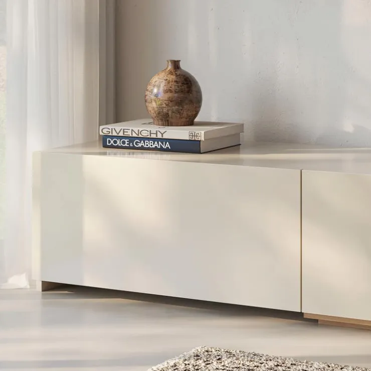 Nexera Extendable TV Console - Natural blonde oak & morning dew Outlet