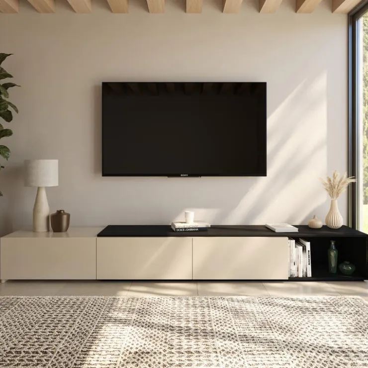 Nexera Extendable TV Console - Black karisma & morning dew Online