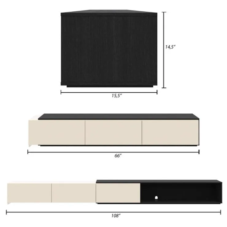 Nexera Extendable TV Console - Black karisma & morning dew Online