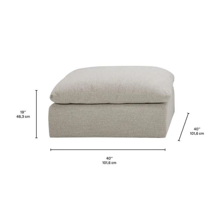 Fabric Ottoman - 40 x 40 x 20 Beige Clearance