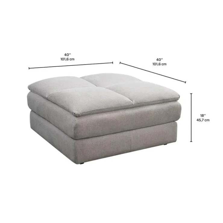 Fabric Ottoman - 40 x 41 x 18 Beige Discount