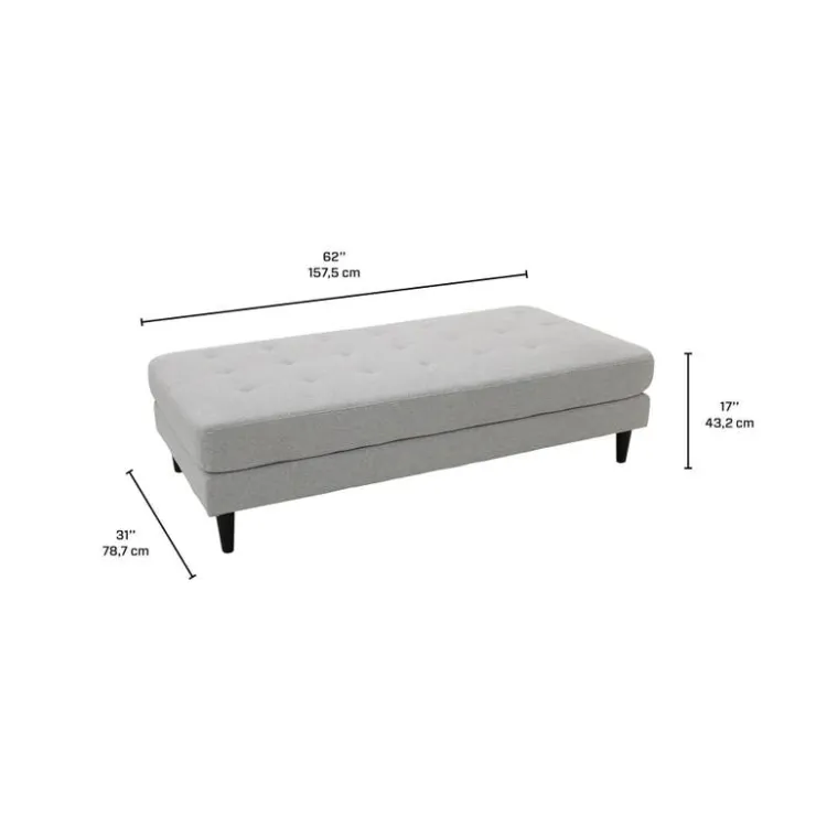 Fabric Ottoman 62 x 31 x 17 - Grey Outlet