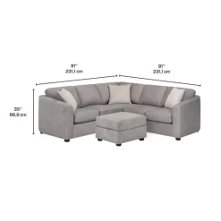 Sofa By Fancy Fabric Sectional with Matching Ottoman Grey New