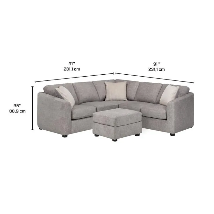 Sofa By Fancy Fabric Sectional with Matching Ottoman Grey New