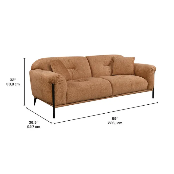 Fabric Sofa - Caramel Brown Hot