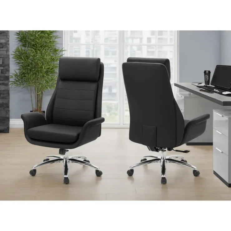 Monarch Faux Leather Ergonomic Office Chair - - BLACK Discount