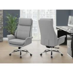 Monarch Faux Leather Ergonomic Office Chair - - LIGHT GREY Discount