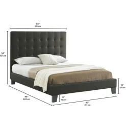 Faux Leather King Bed with Headboard (78'') Black Best