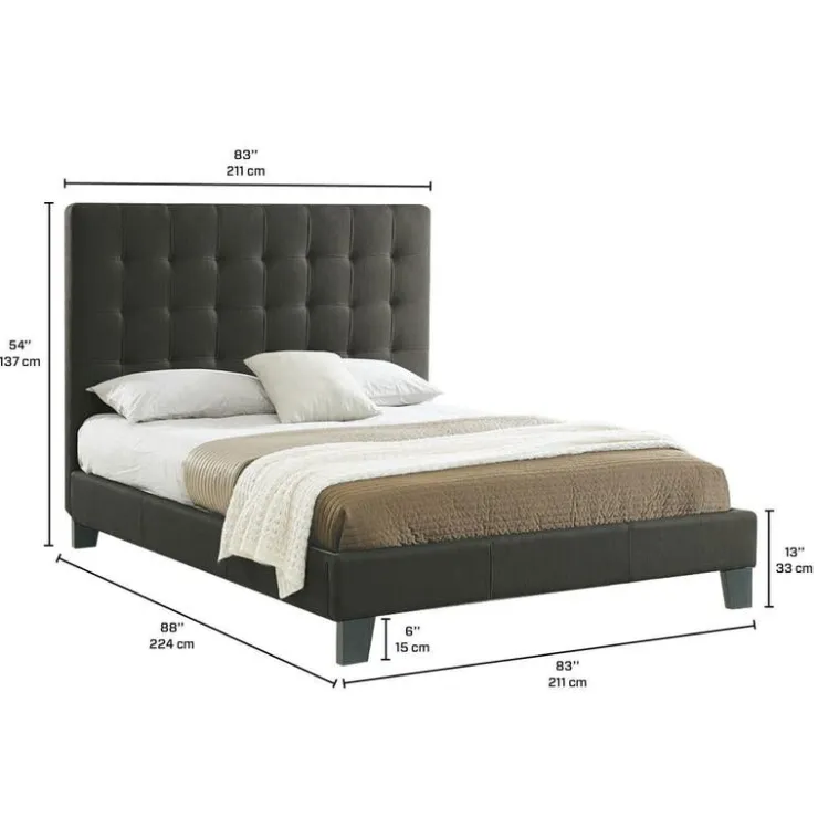 Faux Leather King Bed with Headboard (78'') Black Best