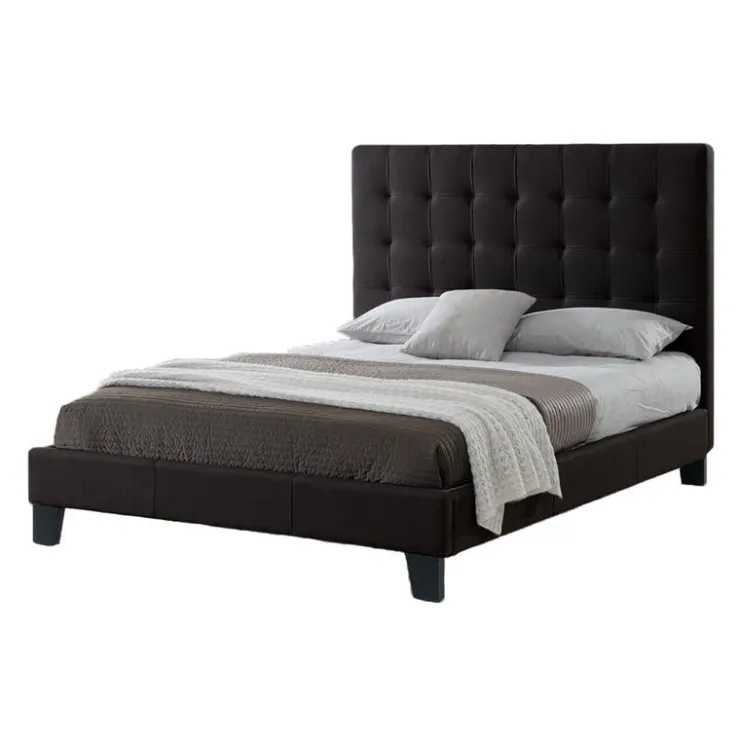 Faux Leather King Bed with Headboard (78'') Black Best