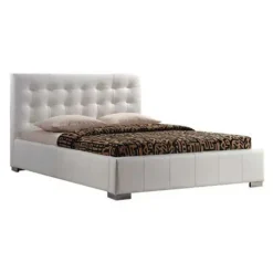 Faux Leather King Bed with Headboard (78'') White Hot
