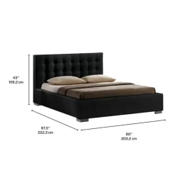 Faux Leather King Bed with Headboard (78'') Black Outlet
