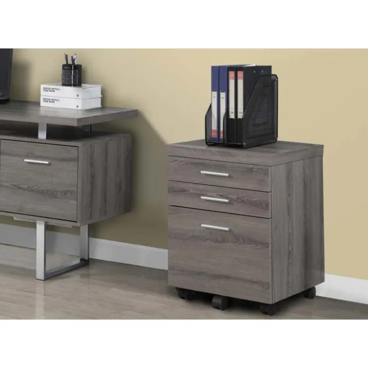 Monarch Filing cabinet - 3 drawer / on castors - Dark Taupe Discount