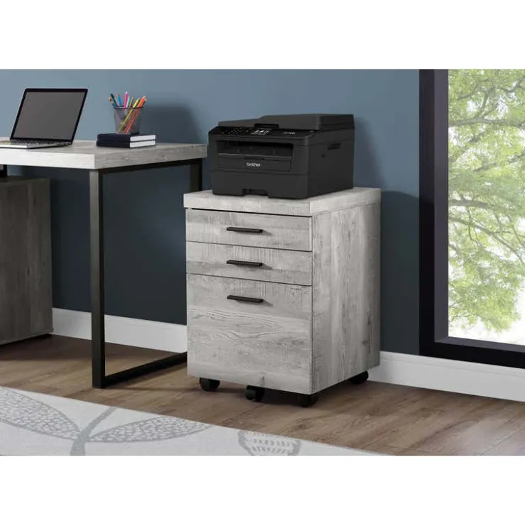 Monarch Filing cabinet - 3 drawer / reclaimed wood / castors - Grey New