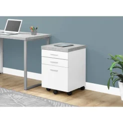 Monarch Filing cabinet - 3 drawer / / cement-look on castor - White Best