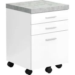 Monarch Filing cabinet - 3 drawer / / cement-look on castor - White Best
