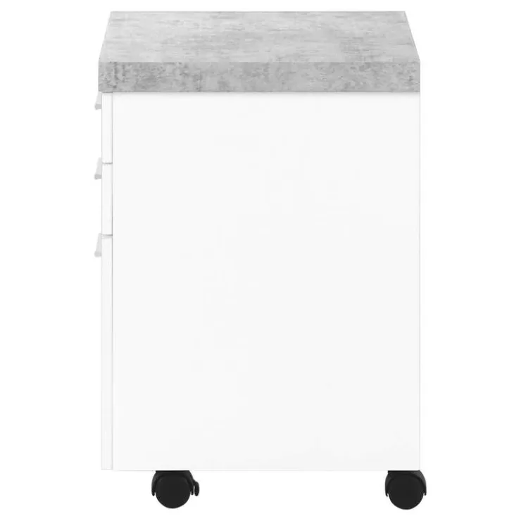 Monarch Filing cabinet - 3 drawer / / cement-look on castor - White Best