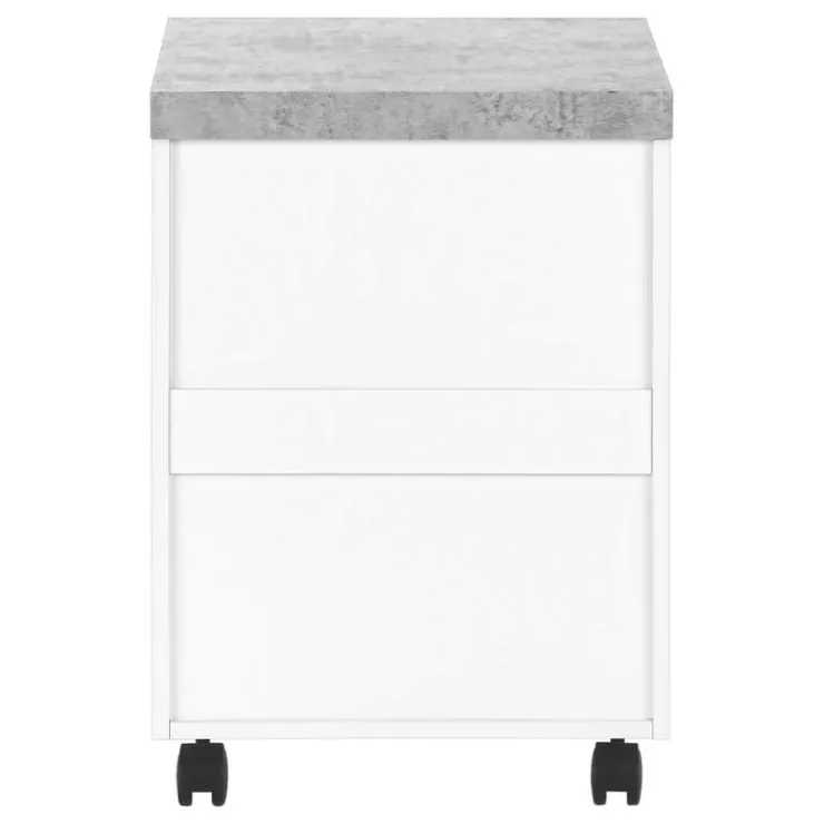 Monarch Filing cabinet - 3 drawer / / cement-look on castor - White Best