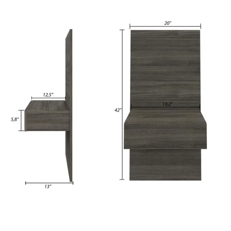 Nexera Floating Nightstand Extension Panel (set of 2) - Grey Oak Discount