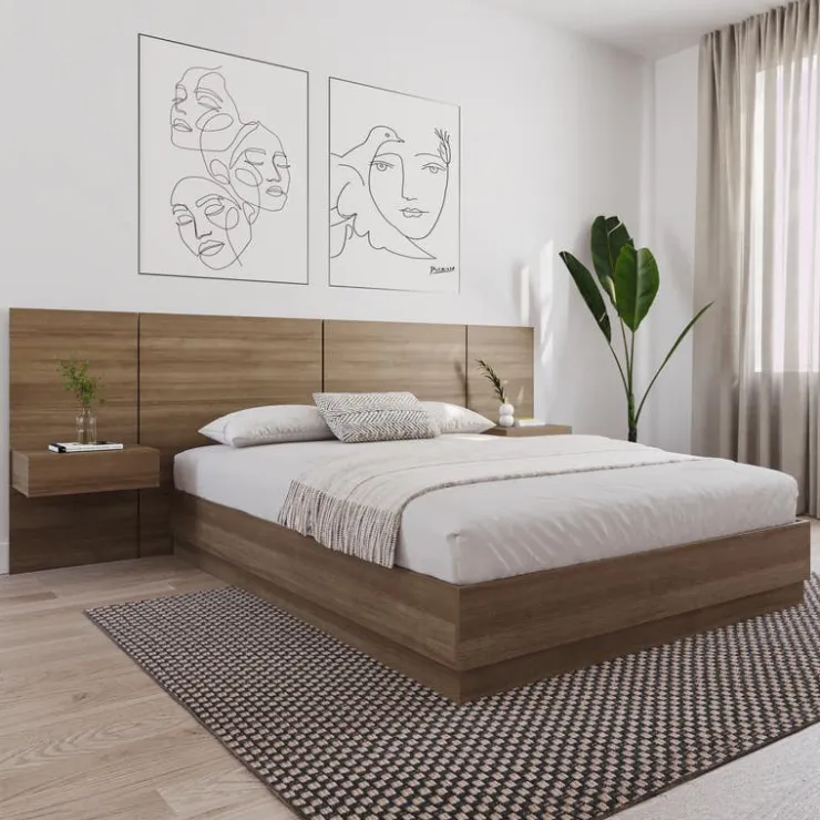 Nexera Floating Nightstands Extension Panels - Brown Oak Clearance