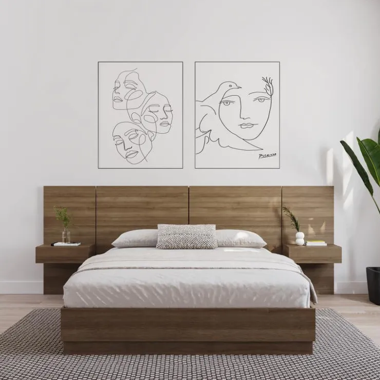 Nexera Floating Nightstands Extension Panels - Brown Oak Clearance
