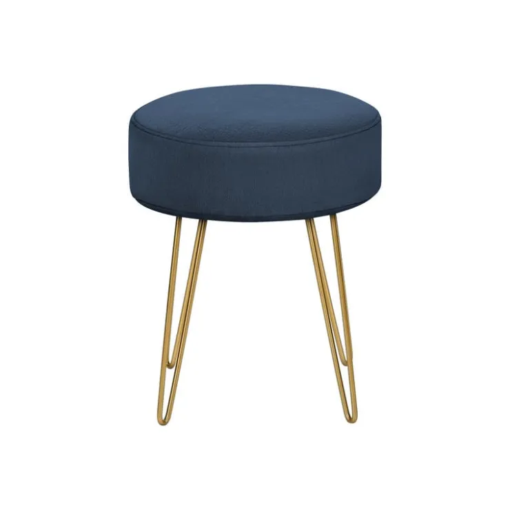 Monarch Footrest with Golden Hairpin-Style Legs - Navy Blue Hot
