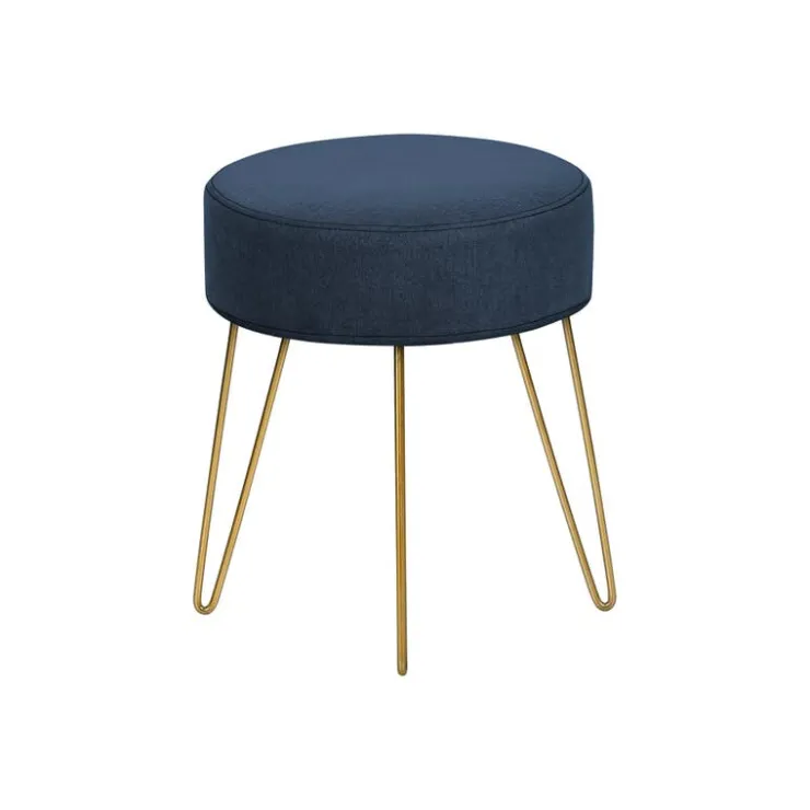 Monarch Footrest with Golden Hairpin-Style Legs - Navy Blue Hot