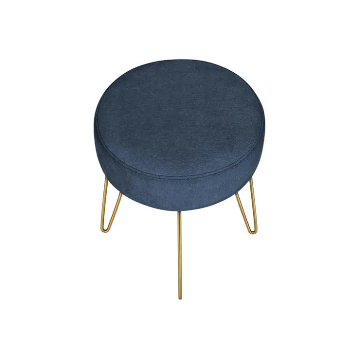 Monarch Footrest with Golden Hairpin-Style Legs - Navy Blue Hot