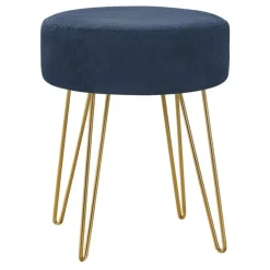 Monarch Footrest with Golden Hairpin-Style Legs - Navy Blue Hot