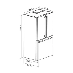 FORNO 17,5 Cu Ft 30 In Refrigerator Bottom Freezer, French door - FFFFD1974-31 White Outlet