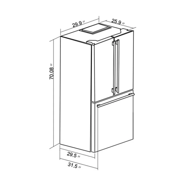FORNO 17,5 Cu Ft 30 In Refrigerator Bottom Freezer, French door - FFFFD1974-31 White Outlet