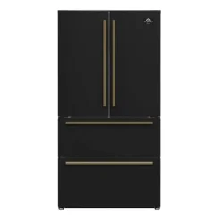 FORNO 19,2 Cu Ft 36 In Refrigerator Bottom Freezer, French door - FFRBI1820-36 Black Hot