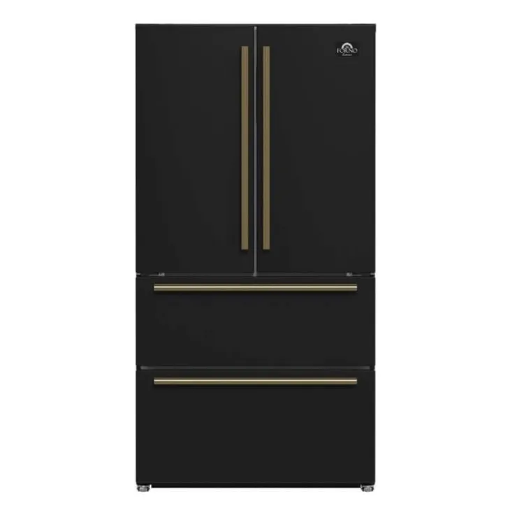 FORNO 19,2 Cu Ft 36 In Refrigerator Bottom Freezer, French door - FFRBI1820-36 Black Hot