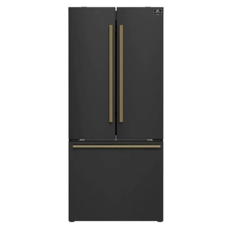 FORNO 17,5 Cu Ft 30 In Refrigerator Bottom Freezer, French door - FFFFD1974-31 Black New