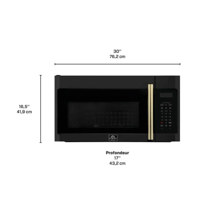 FORNO 1,5 Cu Ft Microwave/Hood, , 1500 W, 300 - FOTR3038-30B Black New