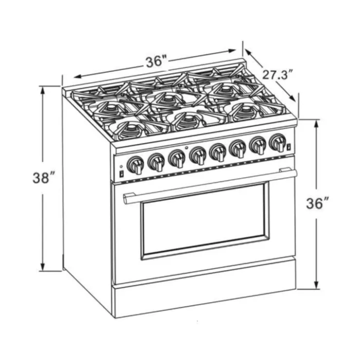 FORNO 36'' Dual Fuel Range 36" Electric Gas - FFSGS6187-36 Stainless Outlet