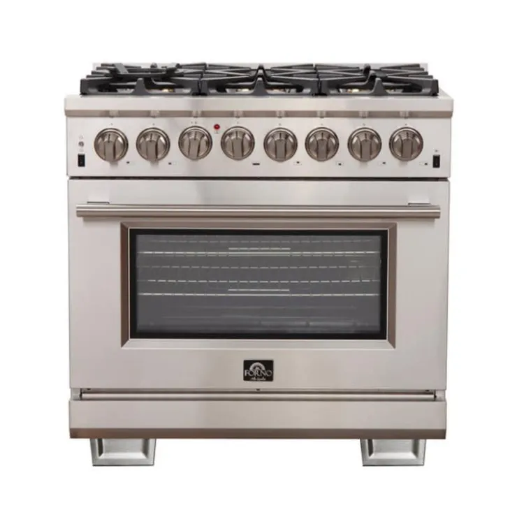 FORNO 36'' Dual Fuel Range 36" Electric Gas - FFSGS6187-36 Stainless Outlet