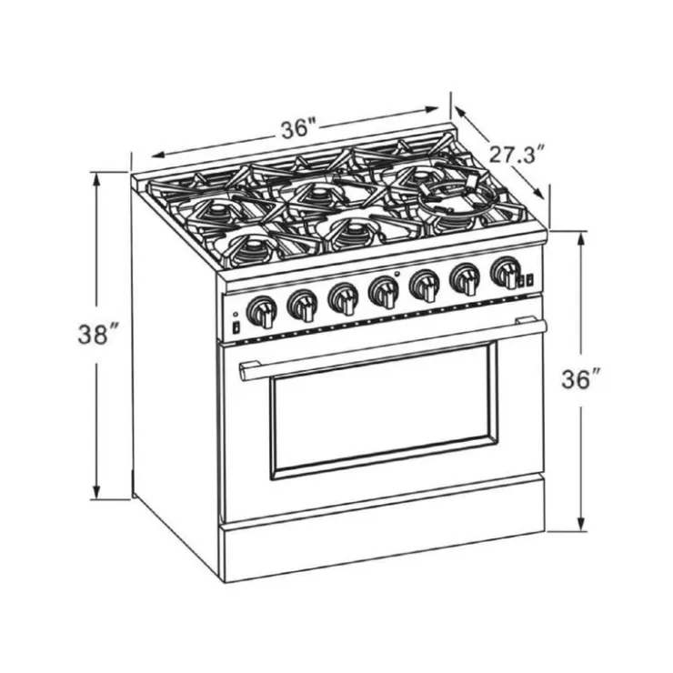 FORNO 36'' Gas Range 36" Electric Gas - FFSGS6260-36 Stainless Outlet